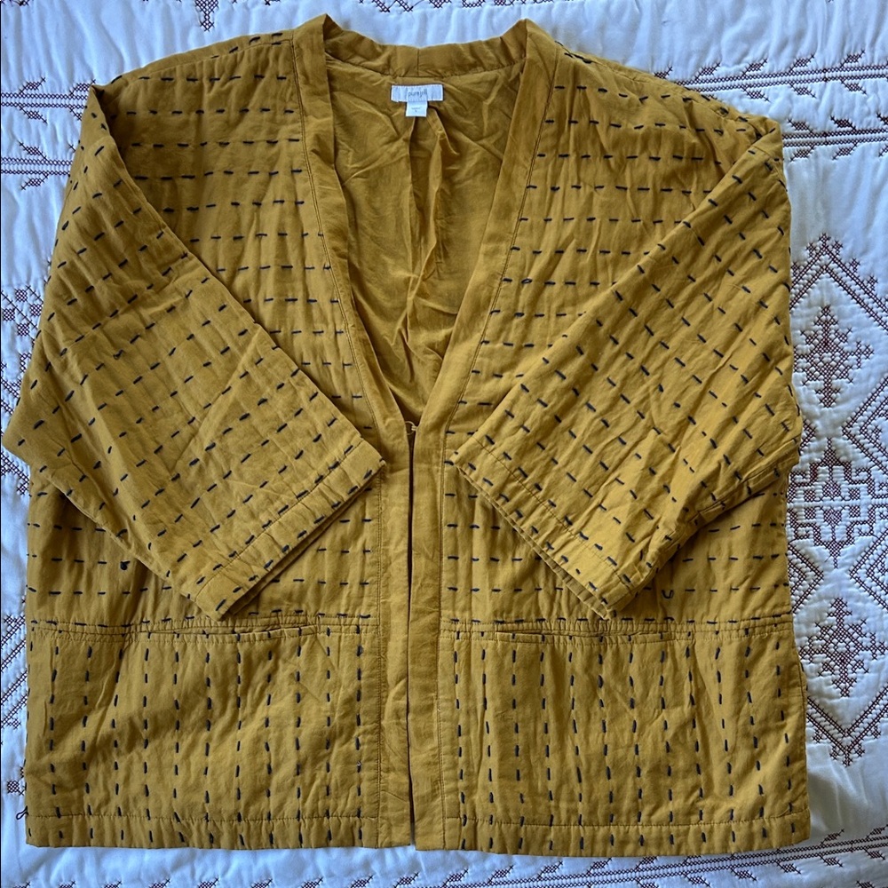 J. Jill Mustard Yellow Lightweight Open-Front Jacket